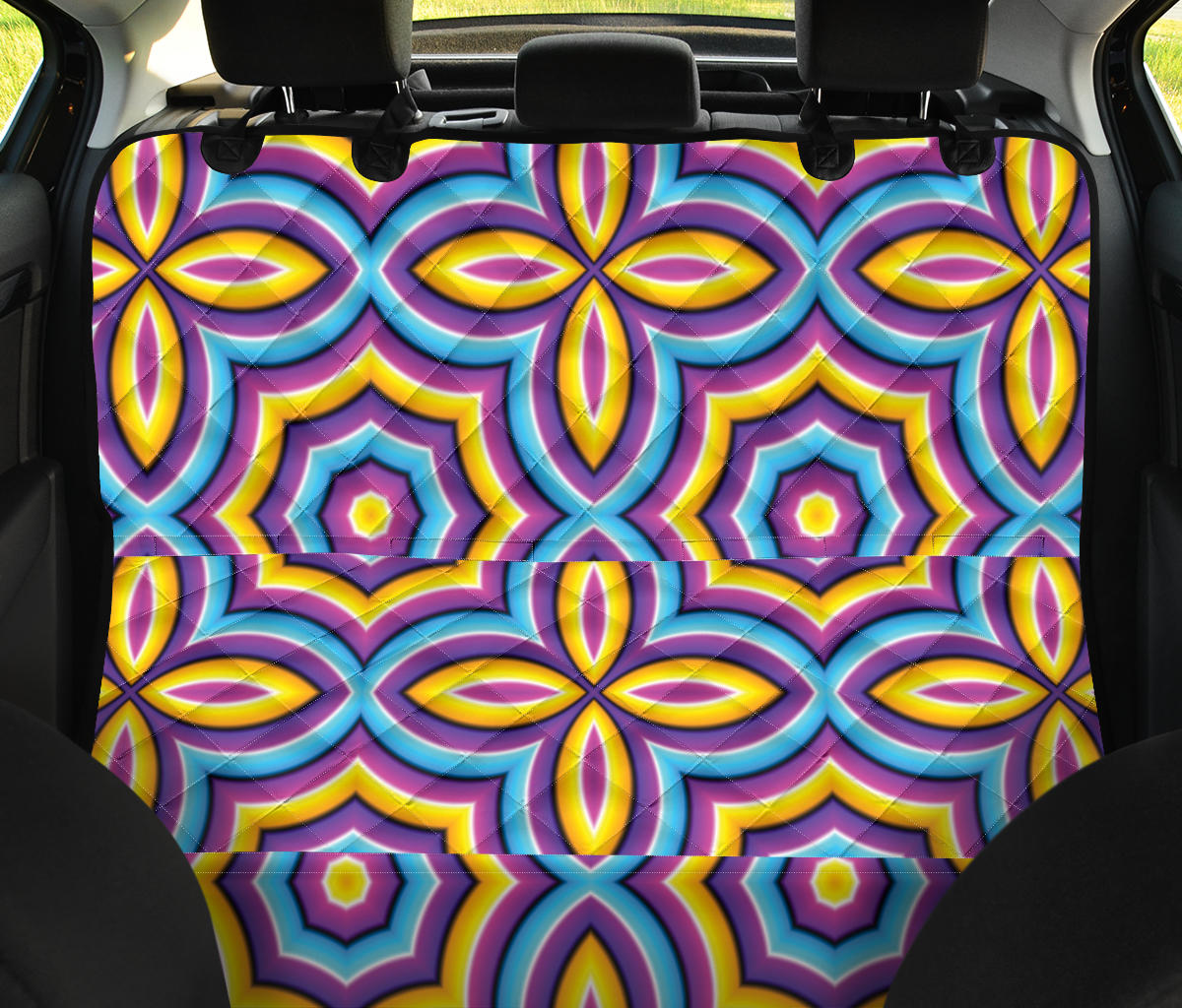 Optical illusion Pattern Print Design A03 Rear Dog Car Seat Cover Hammock