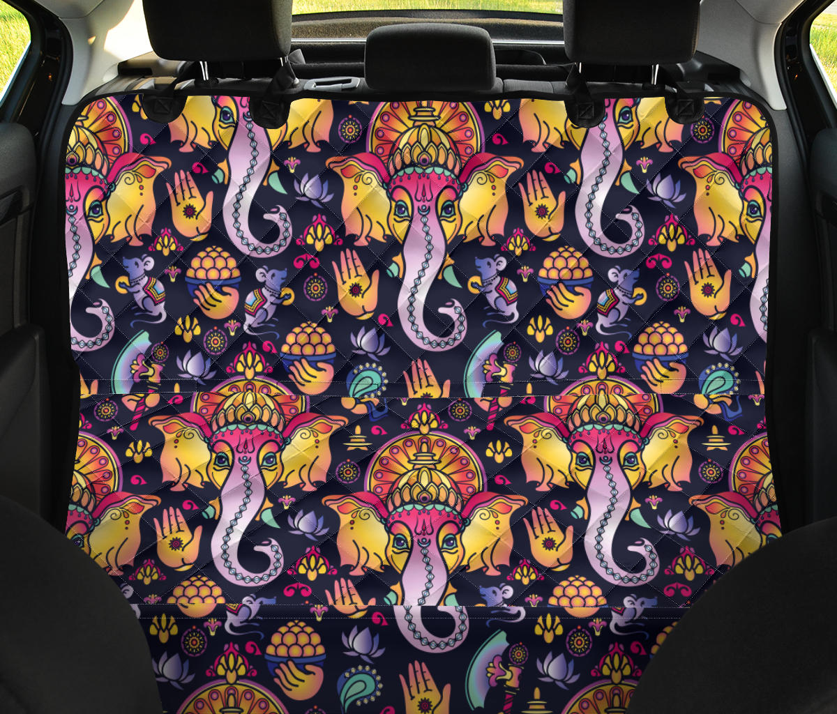 Ganesha Indian Pattern Print Design 03 Rear Dog Car Seat Cover Hammock
