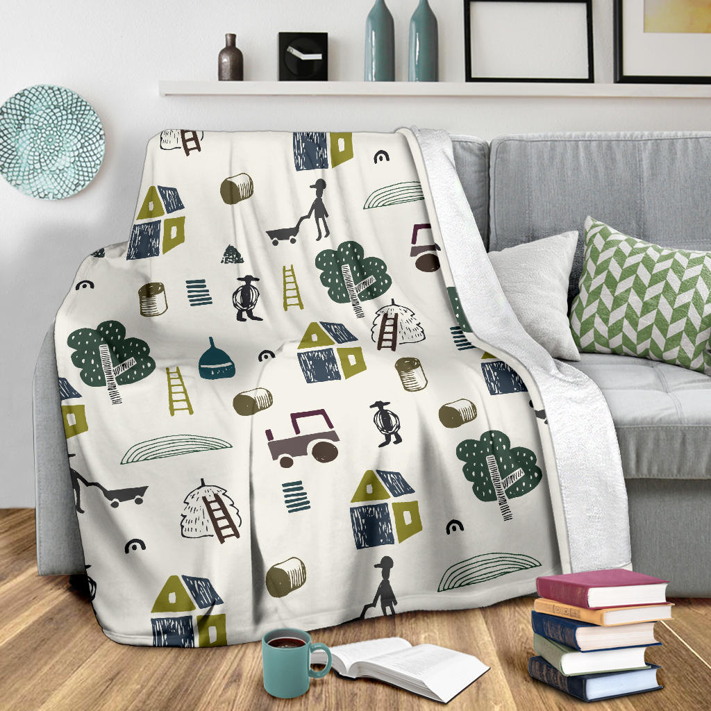 Agricultural Farm Print Design 01 Premium Blanket