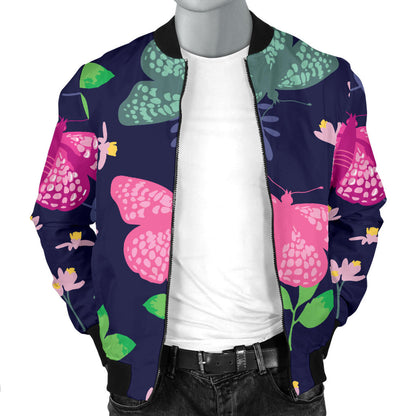 Monarch Butterfly Pattern Print Design 03 Men Bomber Jacket