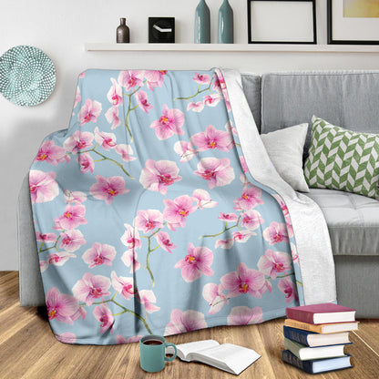 Orchid Pattern Print Design A01 Premium Blanket