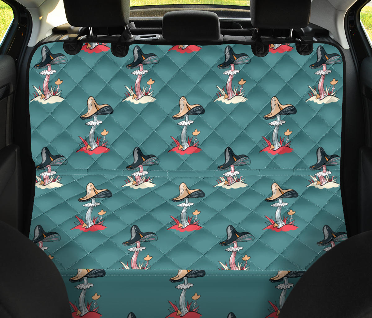 Mushroom Pattern Print Design A04 Rear Dog Car Seat Cover Hammock