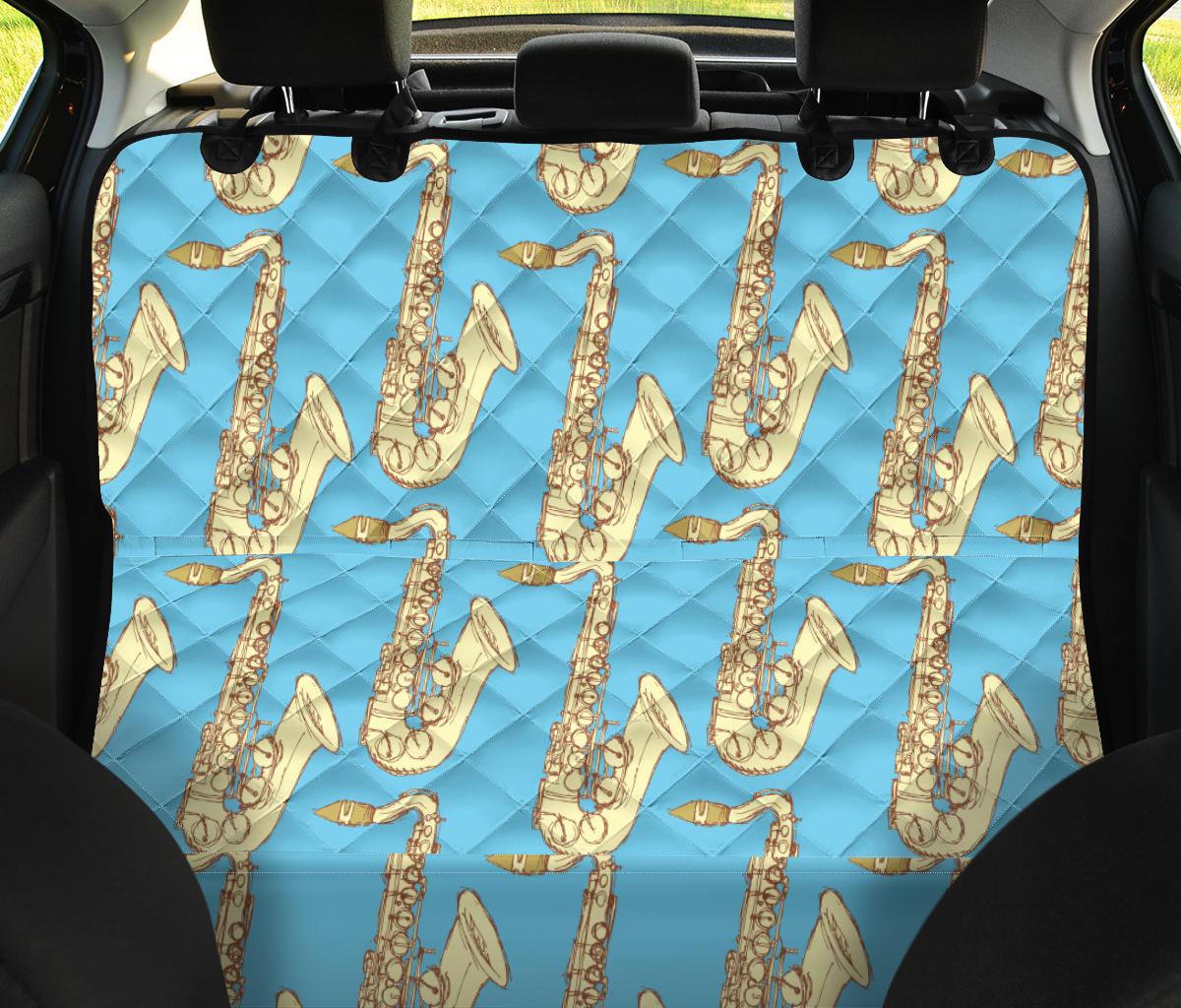 Saxophone Pattern Print Design 03 Rear Dog Car Seat Cover Hammock