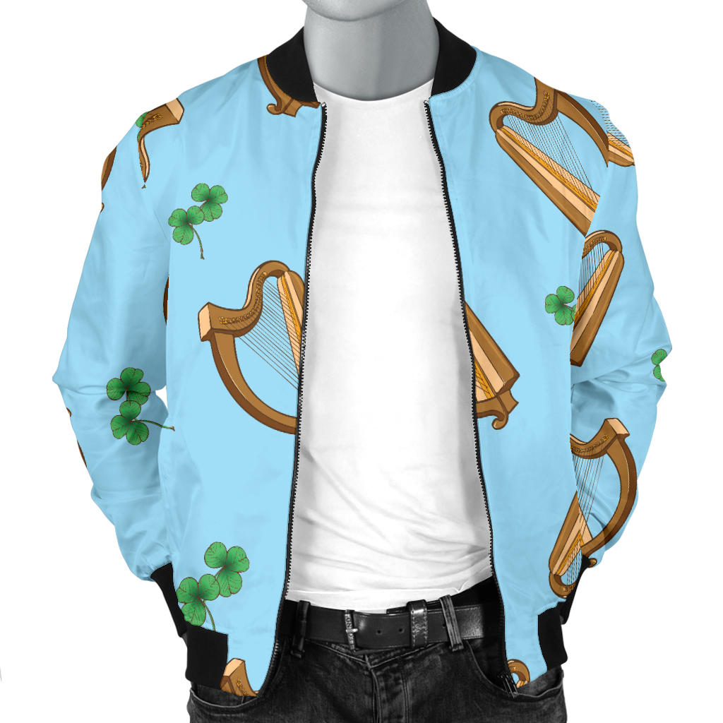Harp Pattern Print Design 01 Men Bomber Jacket