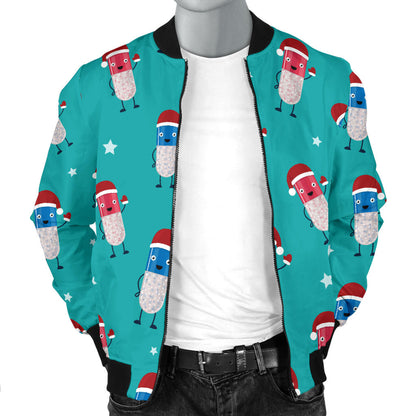 Pill Pattern Print Design A03 Men Bomber Jacket
