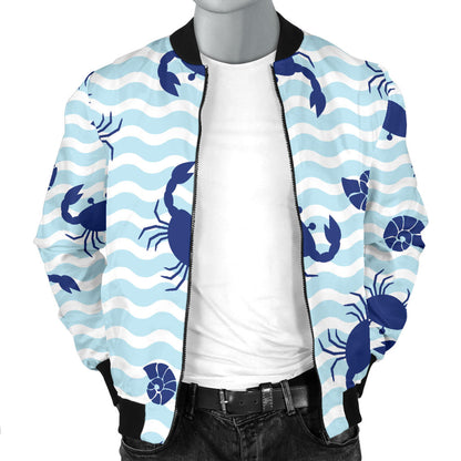Crab Pattern Print Design 04 Men Bomber Jacket