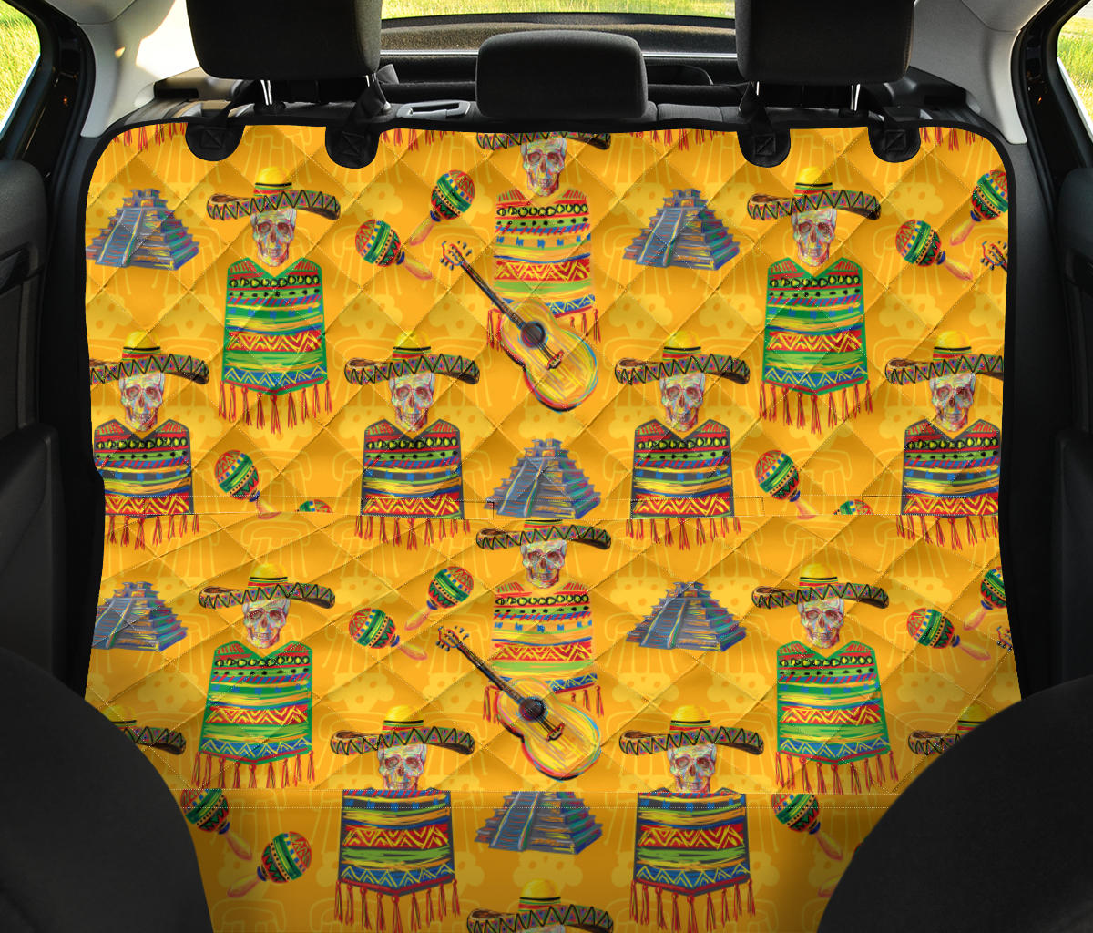 Maracas Mexican Style Pattern Print Design 02 Rear Dog Car Seat Cover Hammock