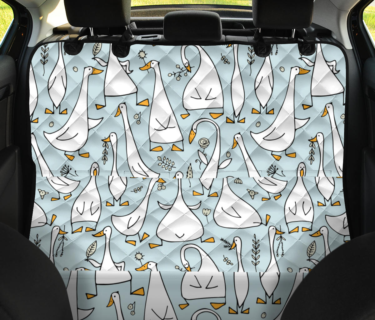Goose Pattern Print Design 03 Rear Dog Car Seat Cover Hammock