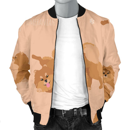 Pomeranians Pattern Print Design A06 Men Bomber Jacket