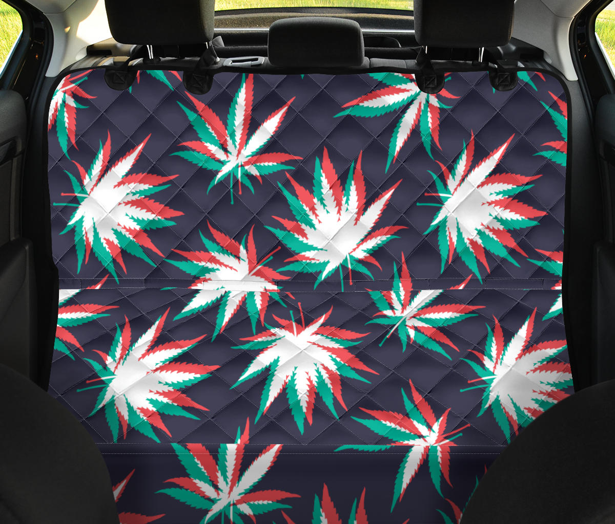 Pot Leaf Pattern Print Design A01 Rear Dog Car Seat Cover Hammock