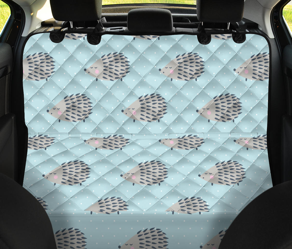 Hedgehog Pattern Print Design 02 Rear Dog Car Seat Cover Hammock