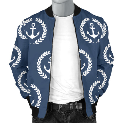 Anchor Pattern Print Design 04 Men Bomber Jacket