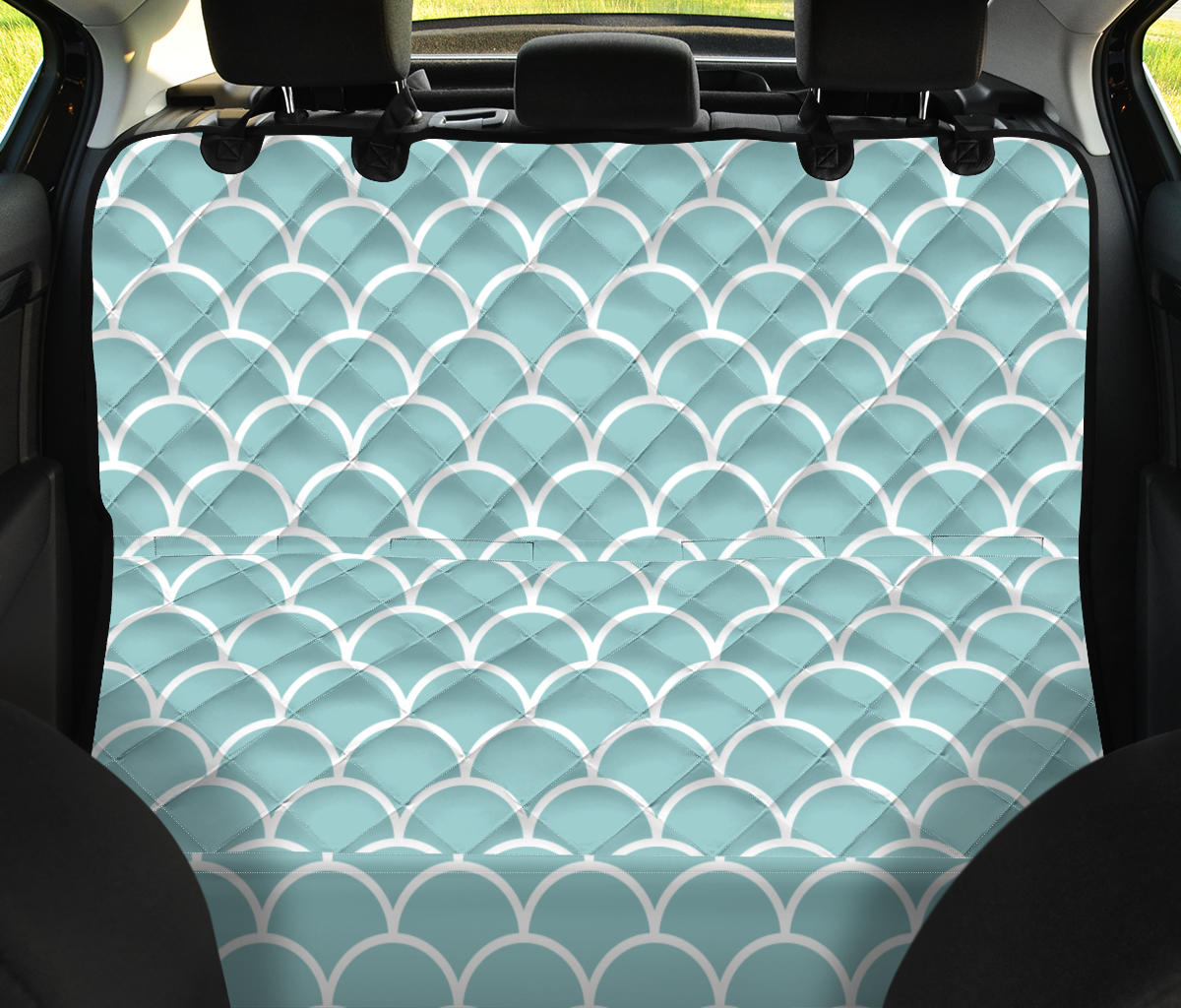 Scales Teal Pattern Print Design 02 Rear Dog Car Seat Cover Hammock