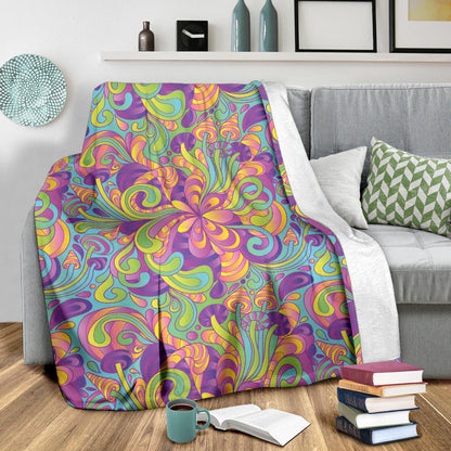 Psychedelic Mushroom Pattern Print Design A05 Premium Blanket