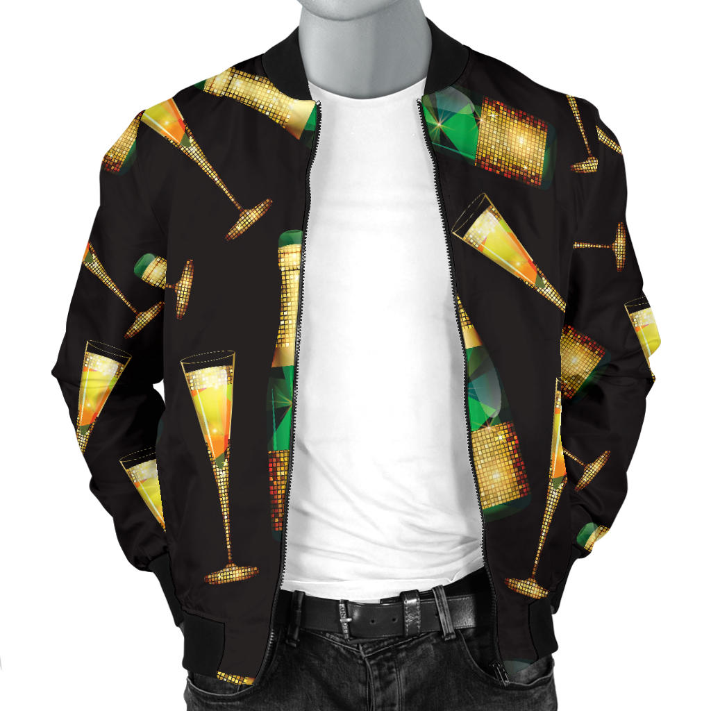 Champagne Pattern Print Design 02 Men Bomber Jacket