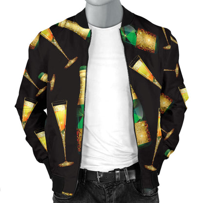 Champagne Pattern Print Design 02 Men Bomber Jacket