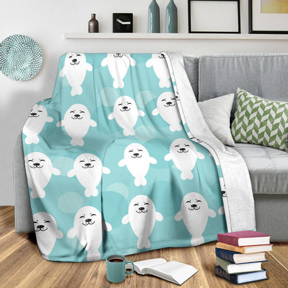 Sea Lion Baby Pattern Print Design 01 Premium Blanket