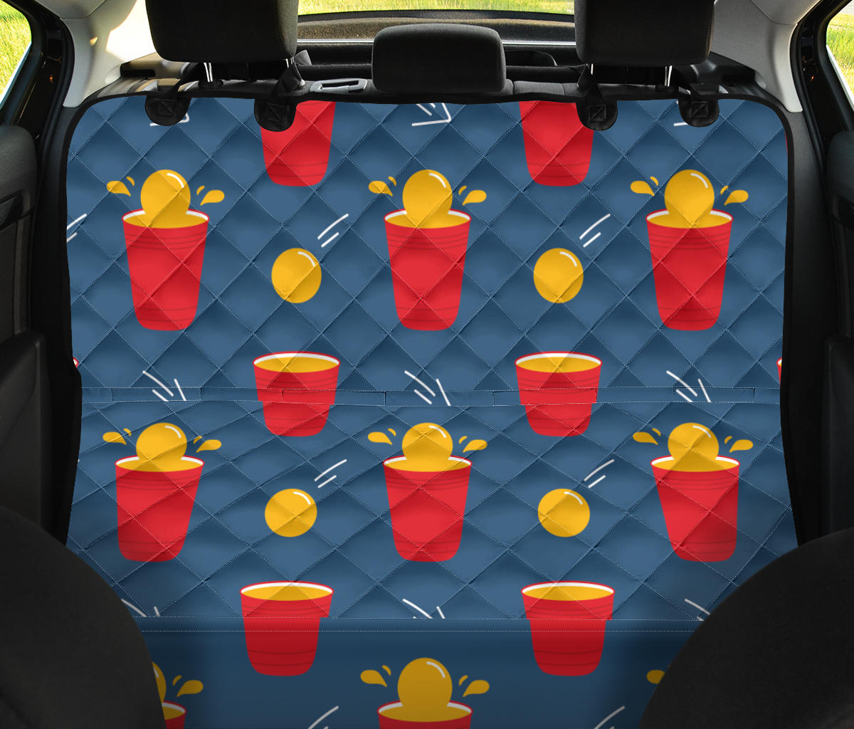 Beer Pong Pattern Print Design 02 Rear Dog Car Seat Cover Hammock