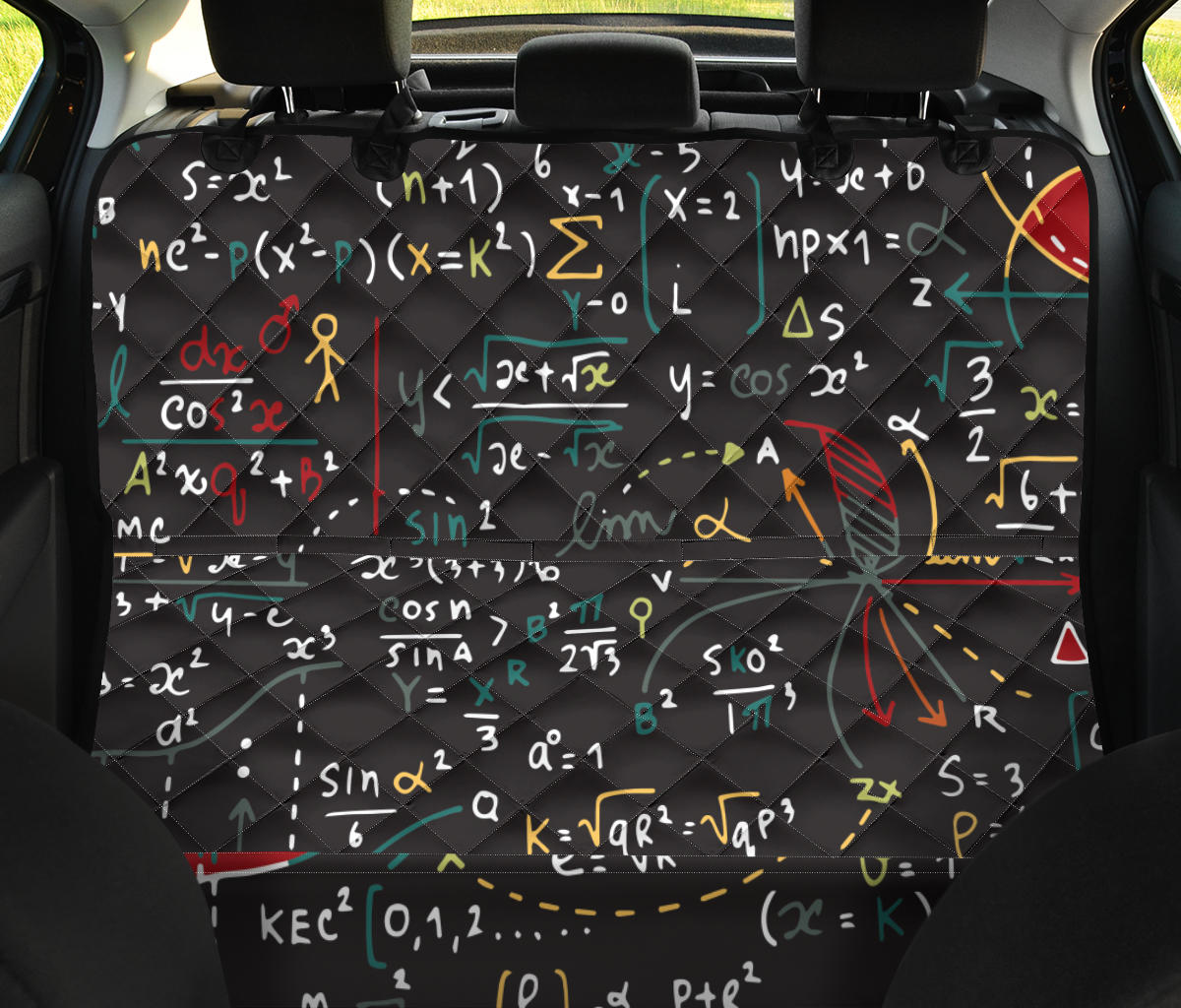 Math Pattern Print Design 04 Rear Dog Car Seat Cover Hammock