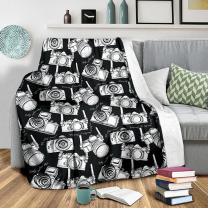 Camera Pattern Print Design 01 Premium Blanket