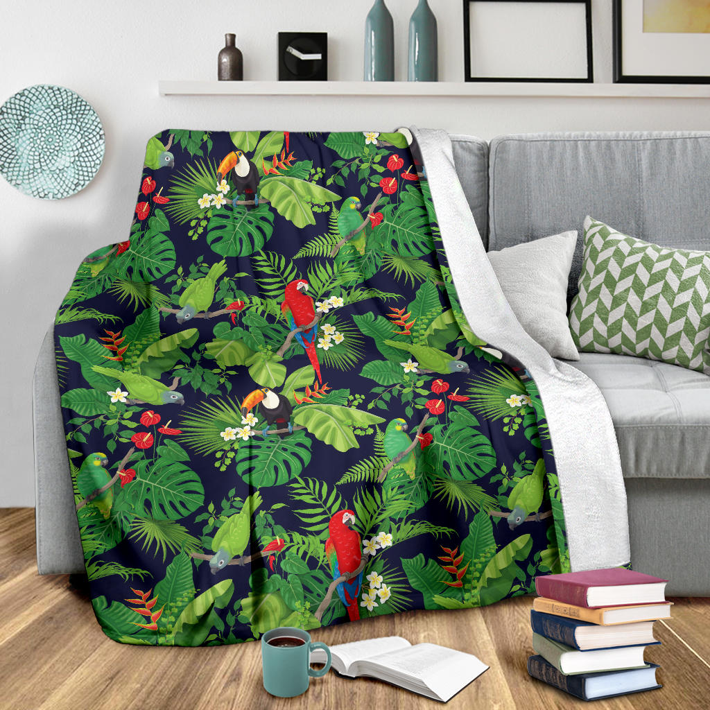 Rainforest Parrot Pattern Print Design A03 Premium Blanket