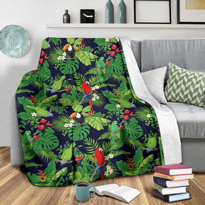 Rainforest Parrot Pattern Print Design A03 Premium Blanket