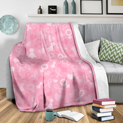 Breast cancer Pattern Print Design 01 Premium Blanket