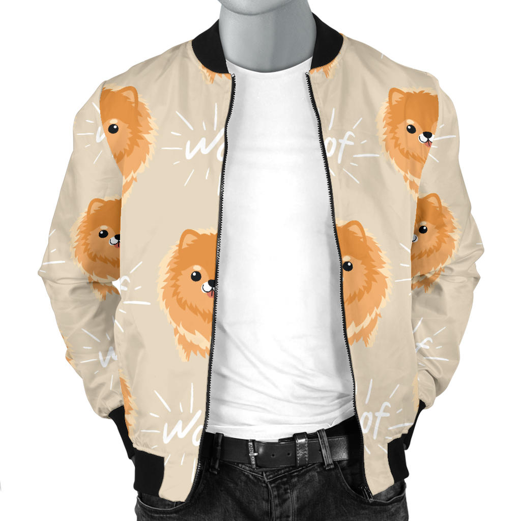 Pomeranians Pattern Print Design A04 Men Bomber Jacket