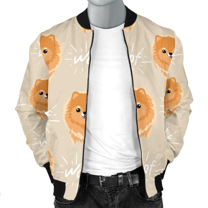 Pomeranians Pattern Print Design A04 Men Bomber Jacket