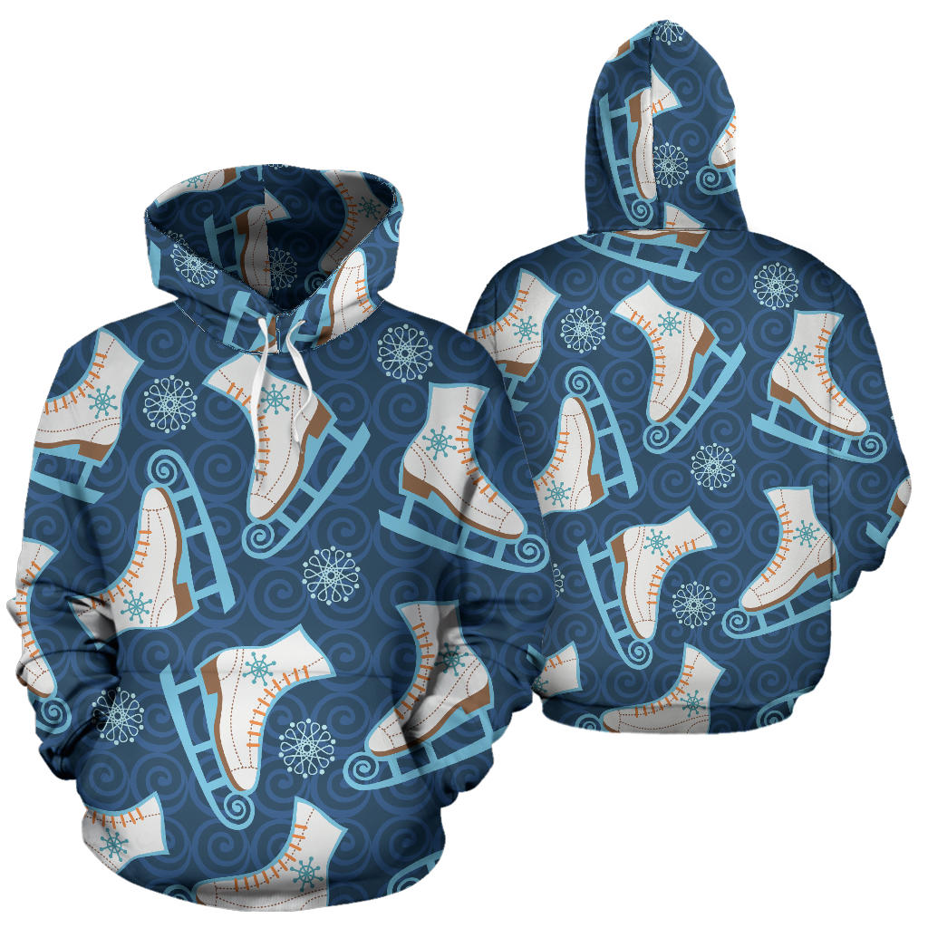 Ice Skate Pattern Print Design 01 Pullover Hoodie