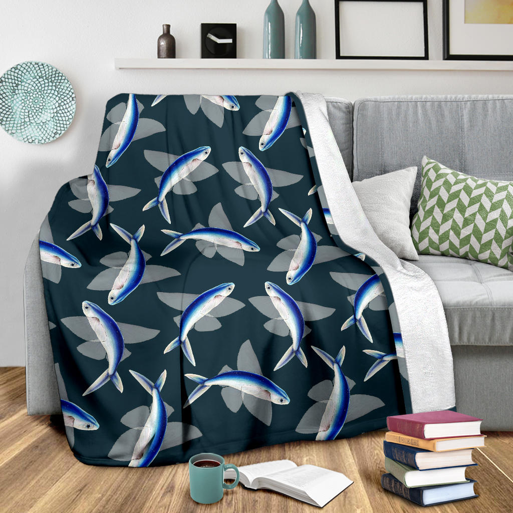 Flying Fish Pattern Print Design 04 Premium Blanket