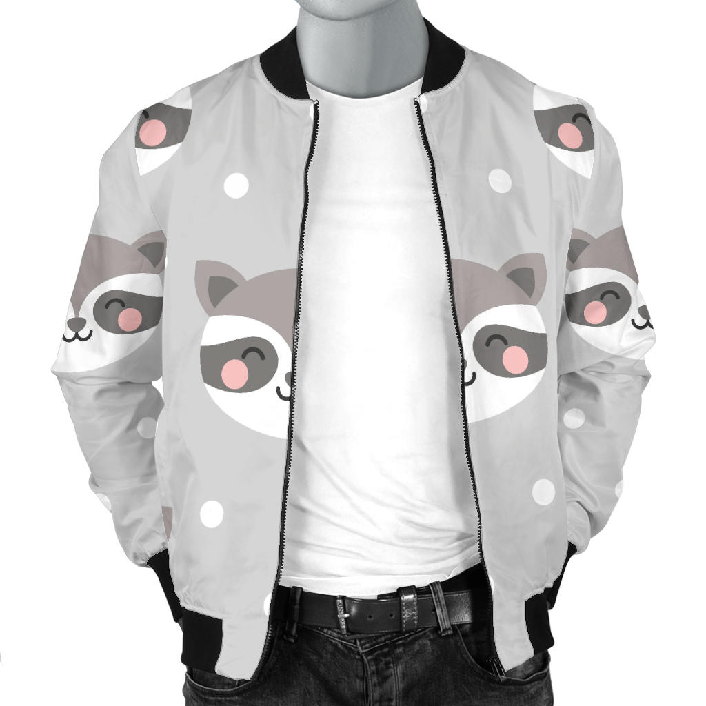 Raccoon Pattern Print Design A04 Men Bomber Jacket