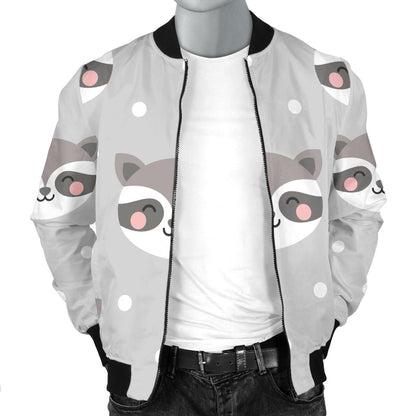 Raccoon Pattern Print Design A04 Men Bomber Jacket