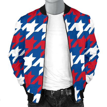 Patriotic Houndstooth Pattern Print Design A02 Men Bomber Jacket