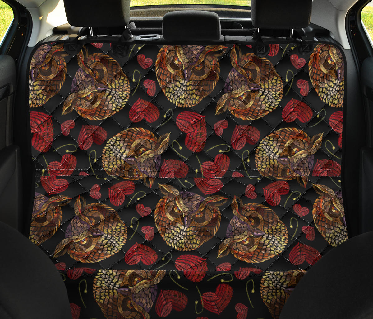 Owl Pattern Print Design A08 Rear Dog Car Seat Cover Hammock