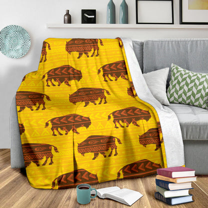 Bison Native Pattern Print Design 01 Premium Blanket