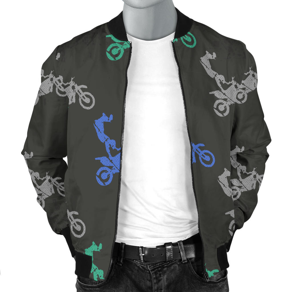 Motocross Pattern Print Design 02 Men Bomber Jacket