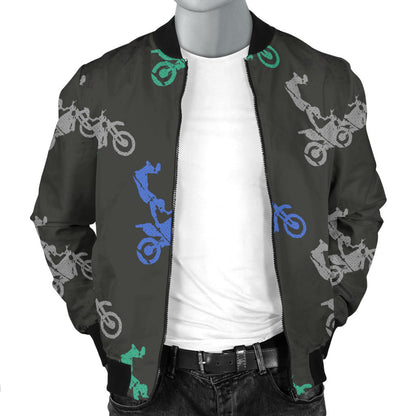 Motocross Pattern Print Design 02 Men Bomber Jacket