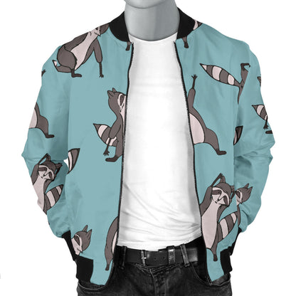 Raccoon Pattern Print Design A07 Men Bomber Jacket