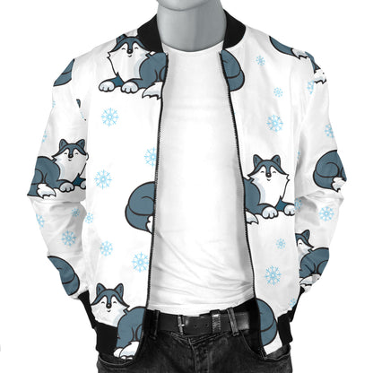 Alaskan Malamute Pattern Print Design 03 Men Bomber Jacket