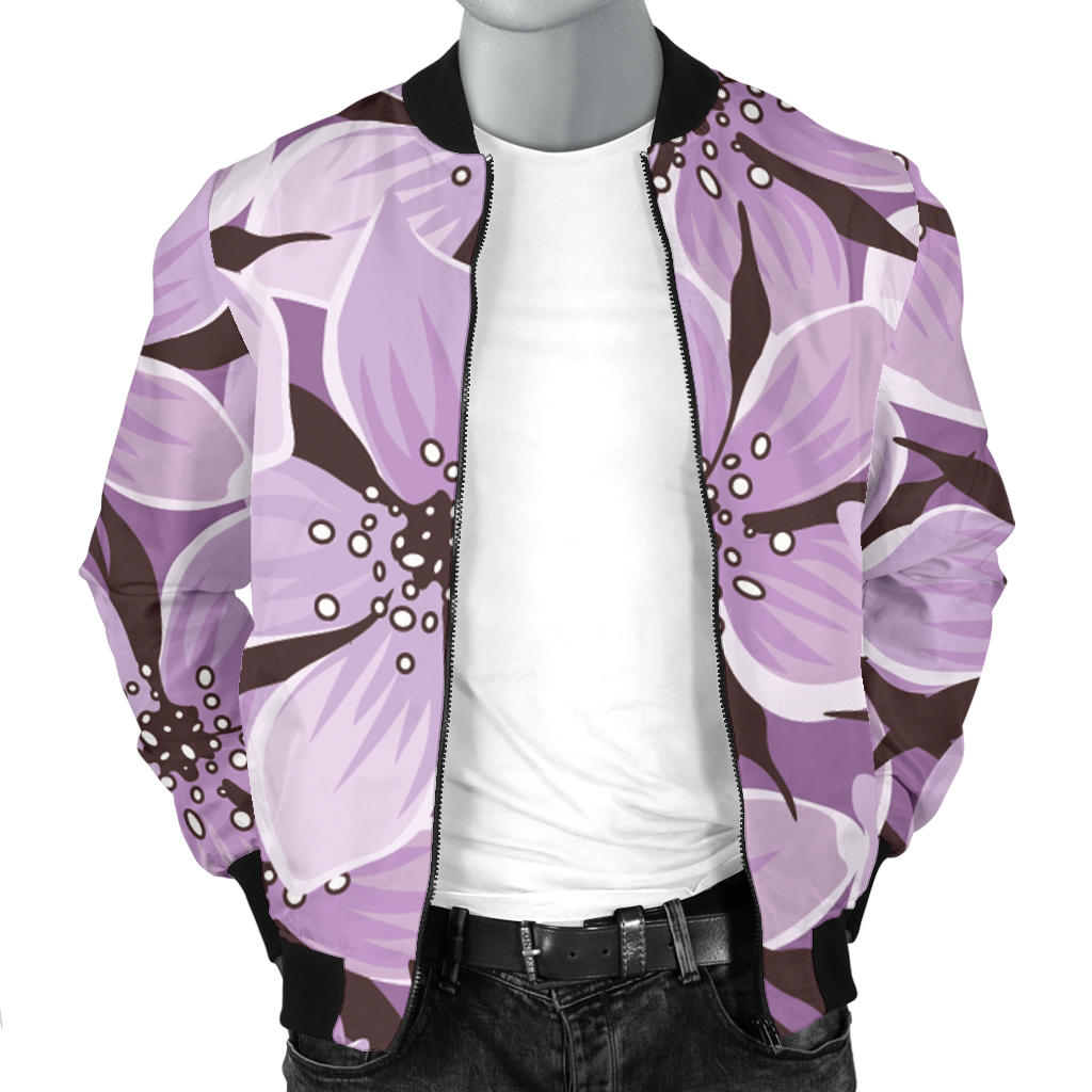 Lilac Pattern Print Design 01 Men Bomber Jacket