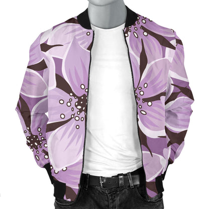 Lilac Pattern Print Design 01 Men Bomber Jacket