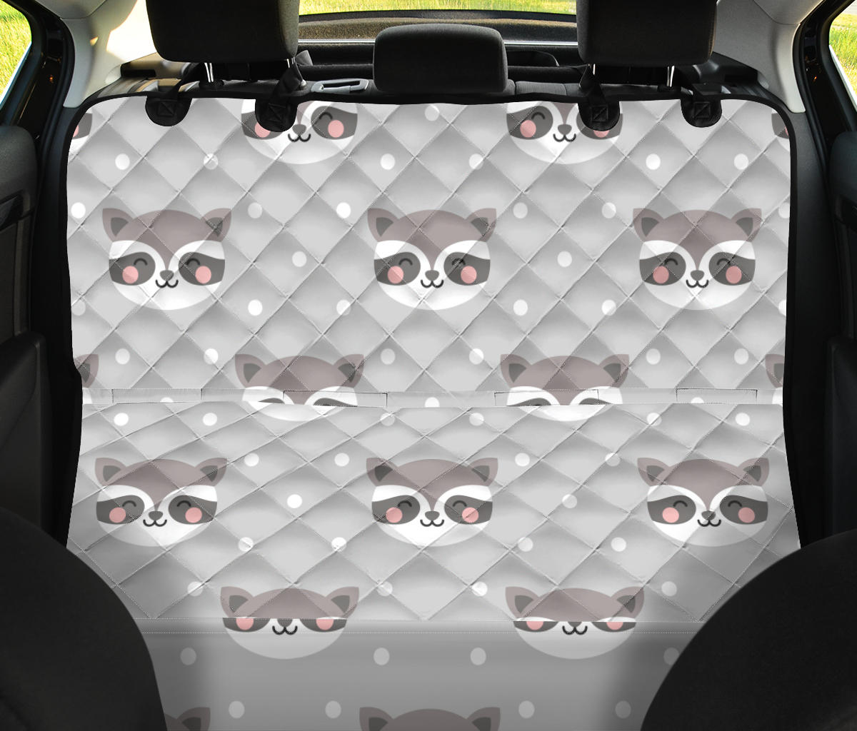 Raccoon Pattern Print Design A04 Rear Dog Car Seat Cover Hammock