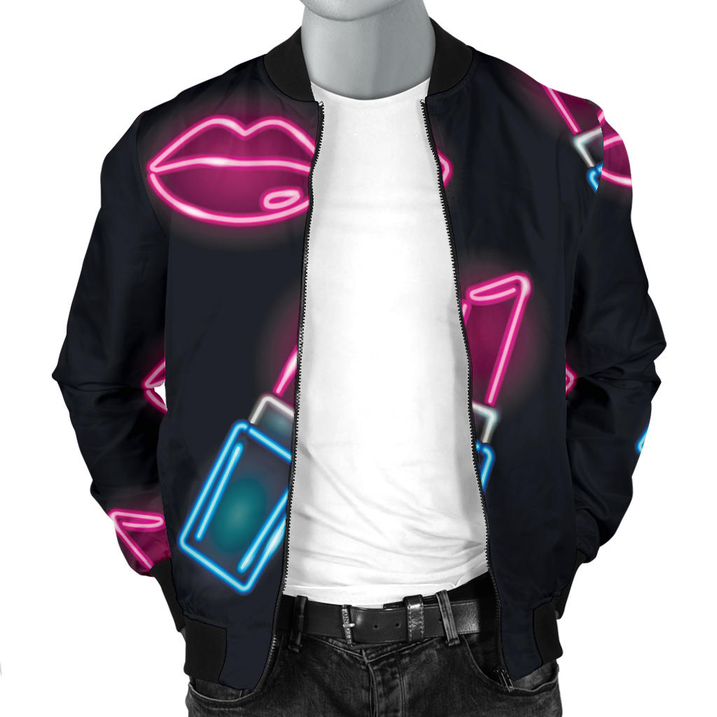 Lipstick Color Neon Pattern Print Design 03 Men Bomber Jacket