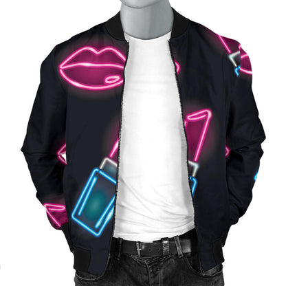 Lipstick Color Neon Pattern Print Design 03 Men Bomber Jacket