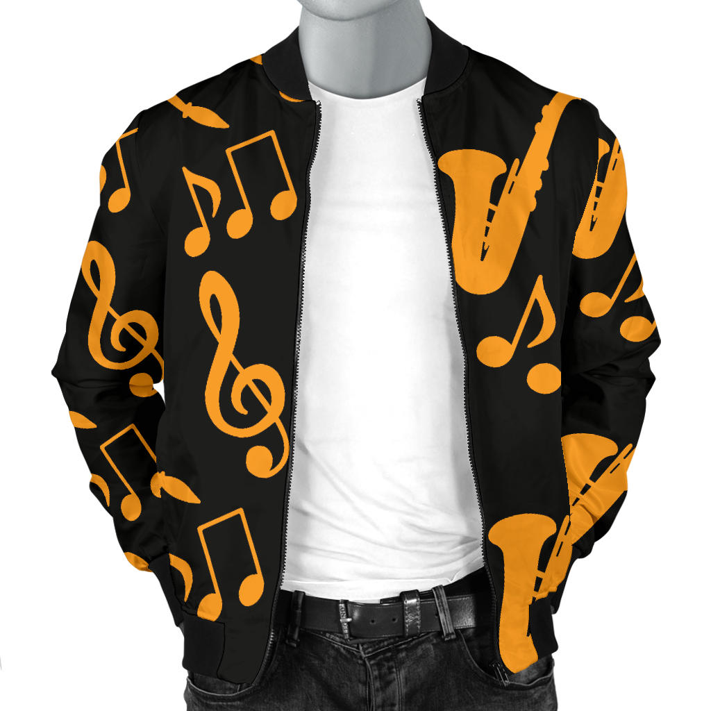 Saxophone Pattern Print Design 02 Men Bomber Jacket
