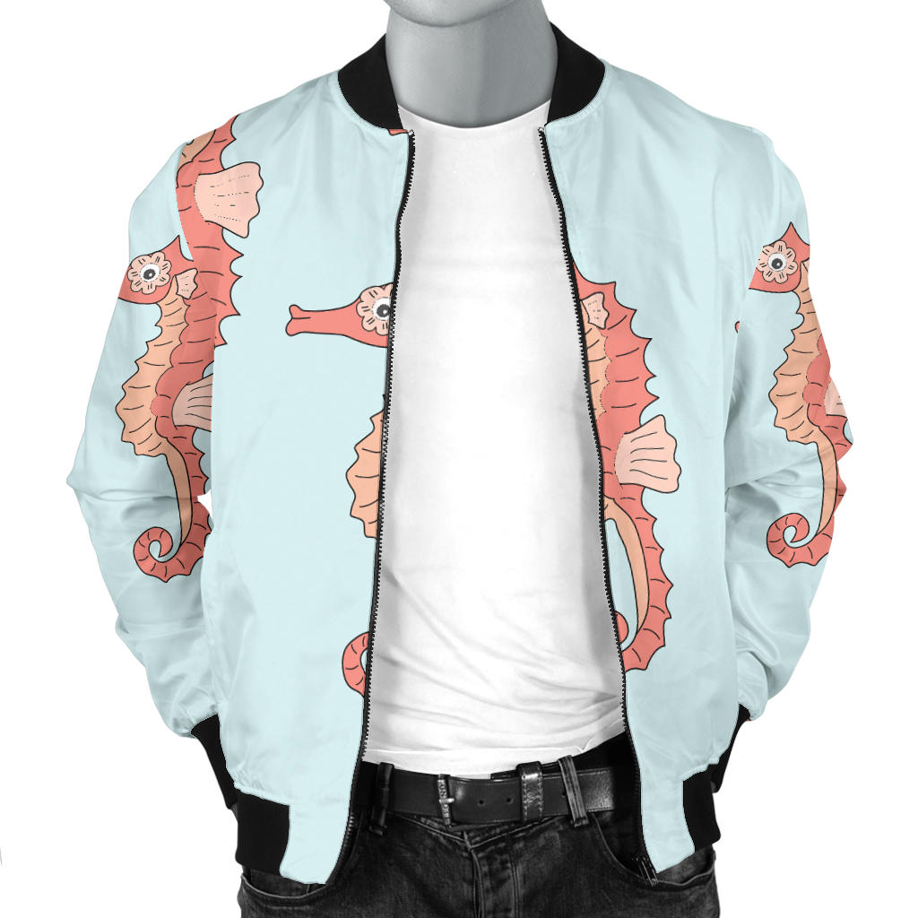 SeaHorse Pattern Print Design 01 Men Bomber Jacket