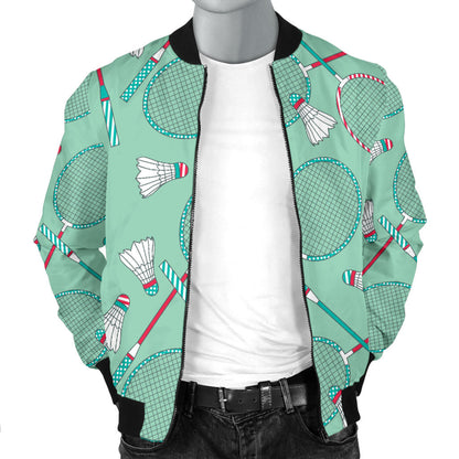 Badminton Pattern Print Design 05 Men Bomber Jacket