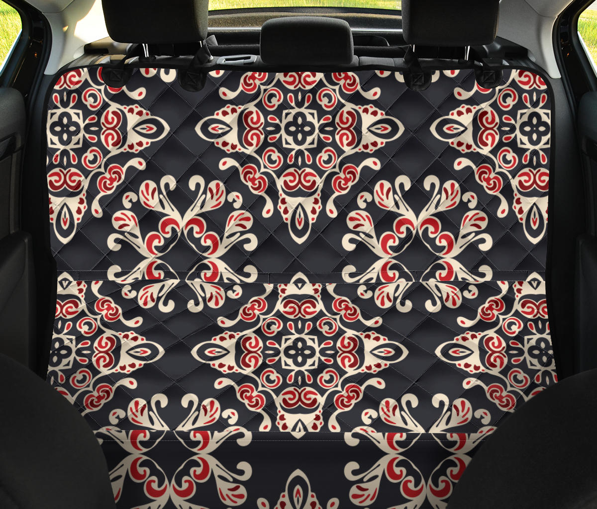 Medallion Pattern Print Design 01 Rear Dog Car Seat Cover Hammock