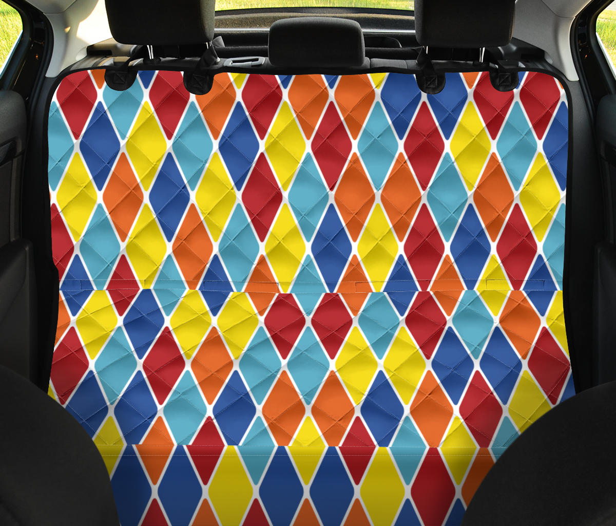 Harlequin Pattern Print Design 01 Rear Dog Car Seat Cover Hammock